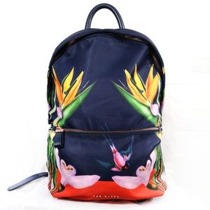 TED BAKER Tropical Oasis Leather Trimmed Backpack